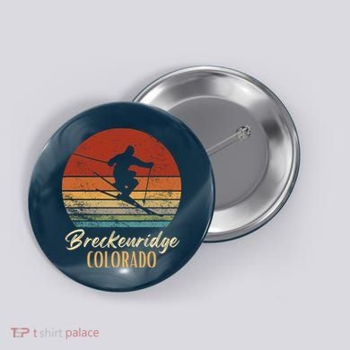 Breckenridge Colorado Skiing Vintage Mountain Ski Vacation Button