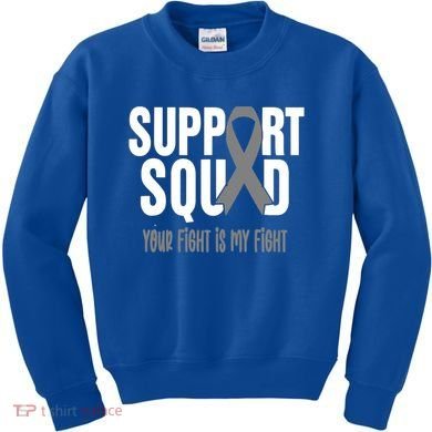 Brain Cancer Support Squad Brain Cancer Awareness Gift Kids Sweatshirt