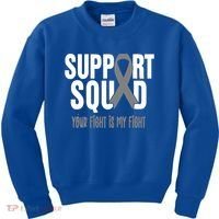 Brain Cancer Support Squad Brain Cancer Awareness Gift Kids Sweatshirt thumb 0