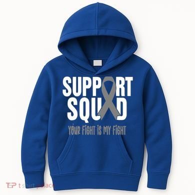 Brain Cancer Support Squad Brain Cancer Awareness Gift Kids Hoodie