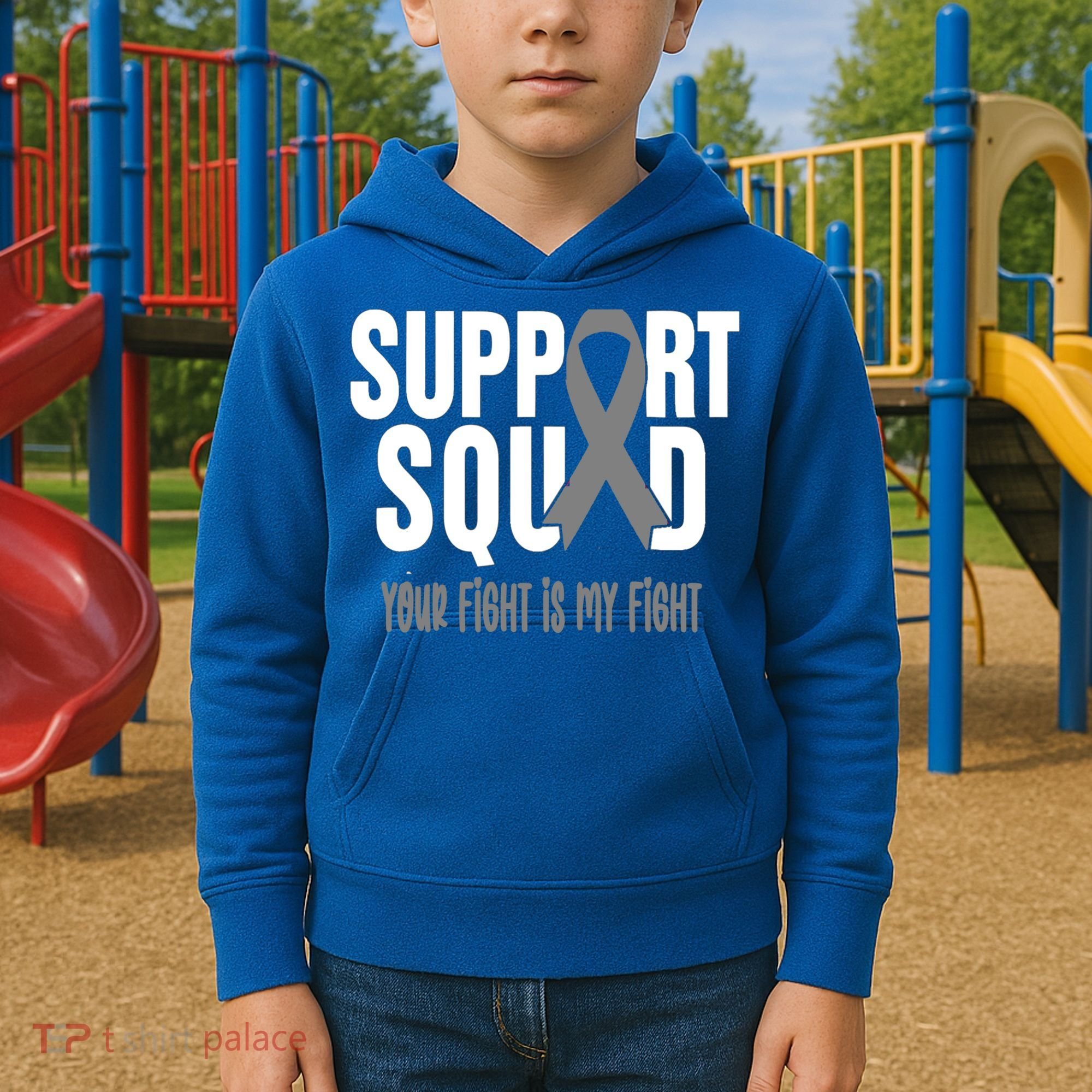 Brain Cancer Support Squad Brain Cancer Awareness Gift Kids Hoodie