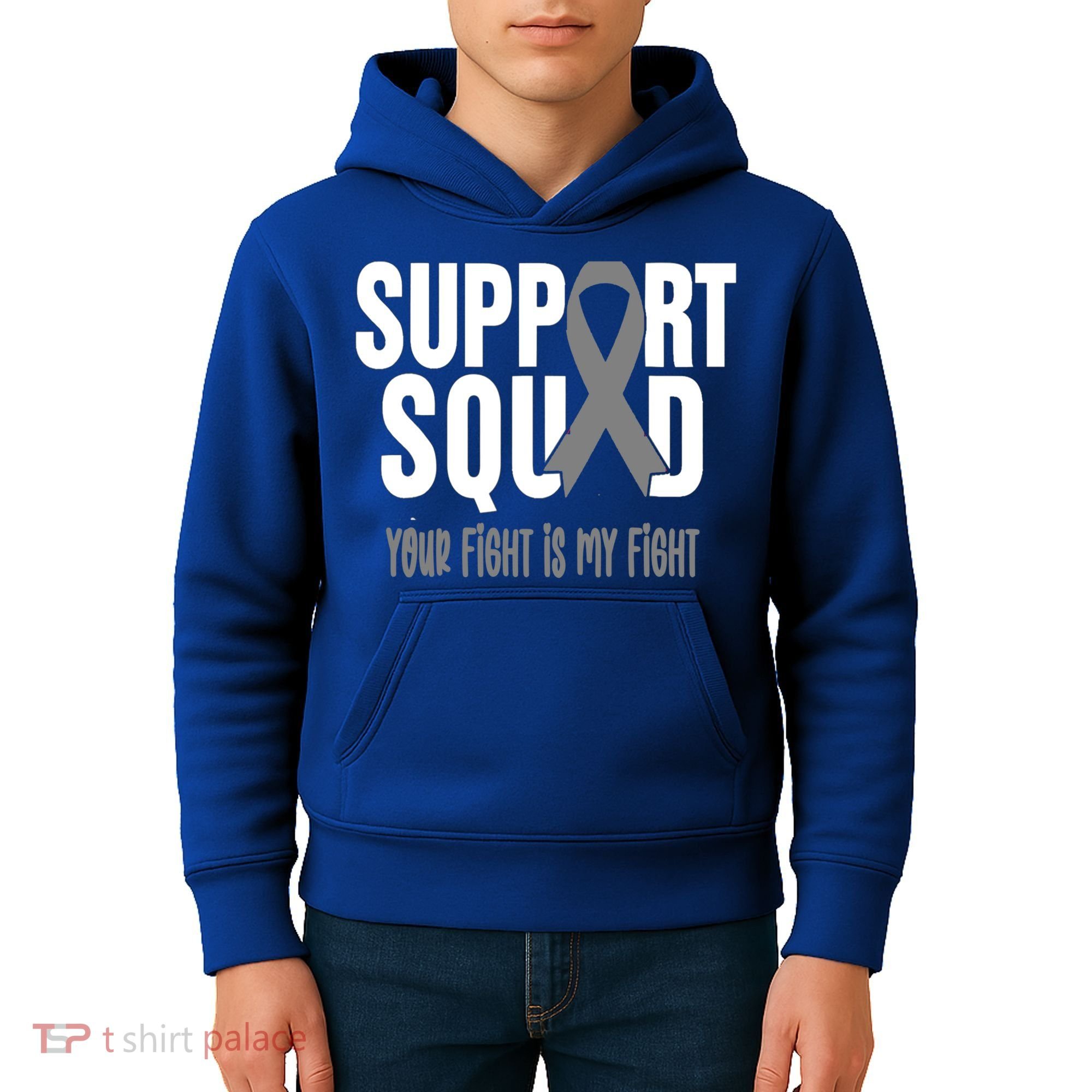 Brain Cancer Support Squad Brain Cancer Awareness Gift Kids Hoodie
