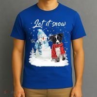 Border Collie Santa Dog Christmas Snow Xmas Pajama Meaningful Gift T-Shirt thumb 3