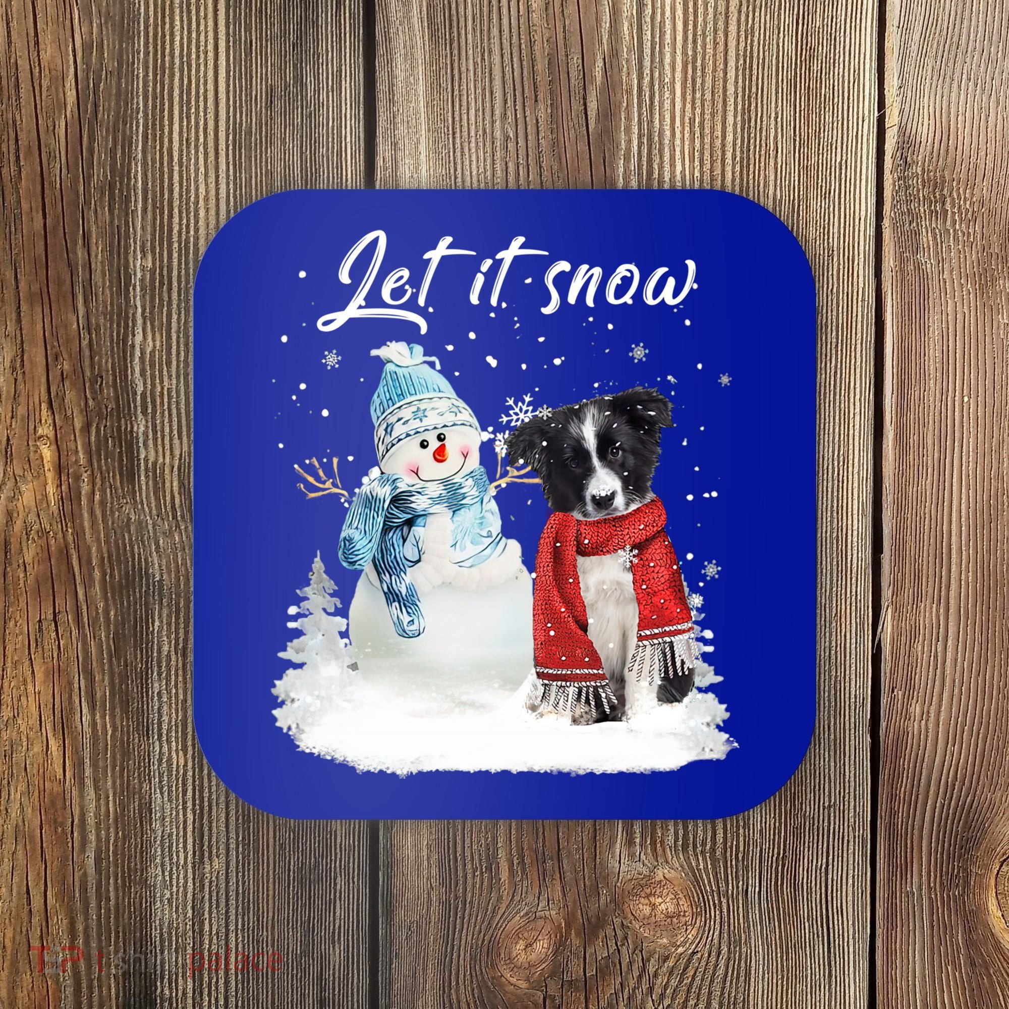 Border Collie Santa Dog Christmas Snow Xmas Pajama Meaningful Gift Coaster