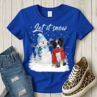 Border Collie Santa Dog Christmas Snow Xmas Pajama Meaningful Gift Women's T-Shirt thumb 3