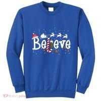 Believe Christmas Santa Claus Reindeer Candy Cane Xmas Gift Sweatshirt thumb 0