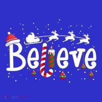Believe Christmas Santa Claus Reindeer Candy Cane Xmas Gift Sweatshirt thumb 3