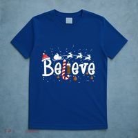 Believe Christmas Santa Claus Reindeer Candy Cane Xmas Gift T-Shirt thumb 5