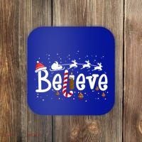 Believe Christmas Santa Claus Reindeer Candy Cane Xmas Gift Coaster thumb 0