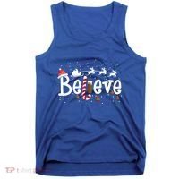 Believe Christmas Santa Claus Reindeer Candy Cane Xmas Gift Tank Top thumb 0