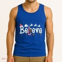 Believe Christmas Santa Claus Reindeer Candy Cane Xmas Gift Tank Top thumb 3