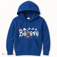 Believe Christmas Santa Claus Reindeer Candy Cane Xmas Gift Kids Hoodie thumb 0