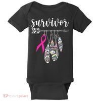 Breast Cancer Survivor Warrior Pink Breast Cancer Ribbon Baby Bodysuit thumb 0