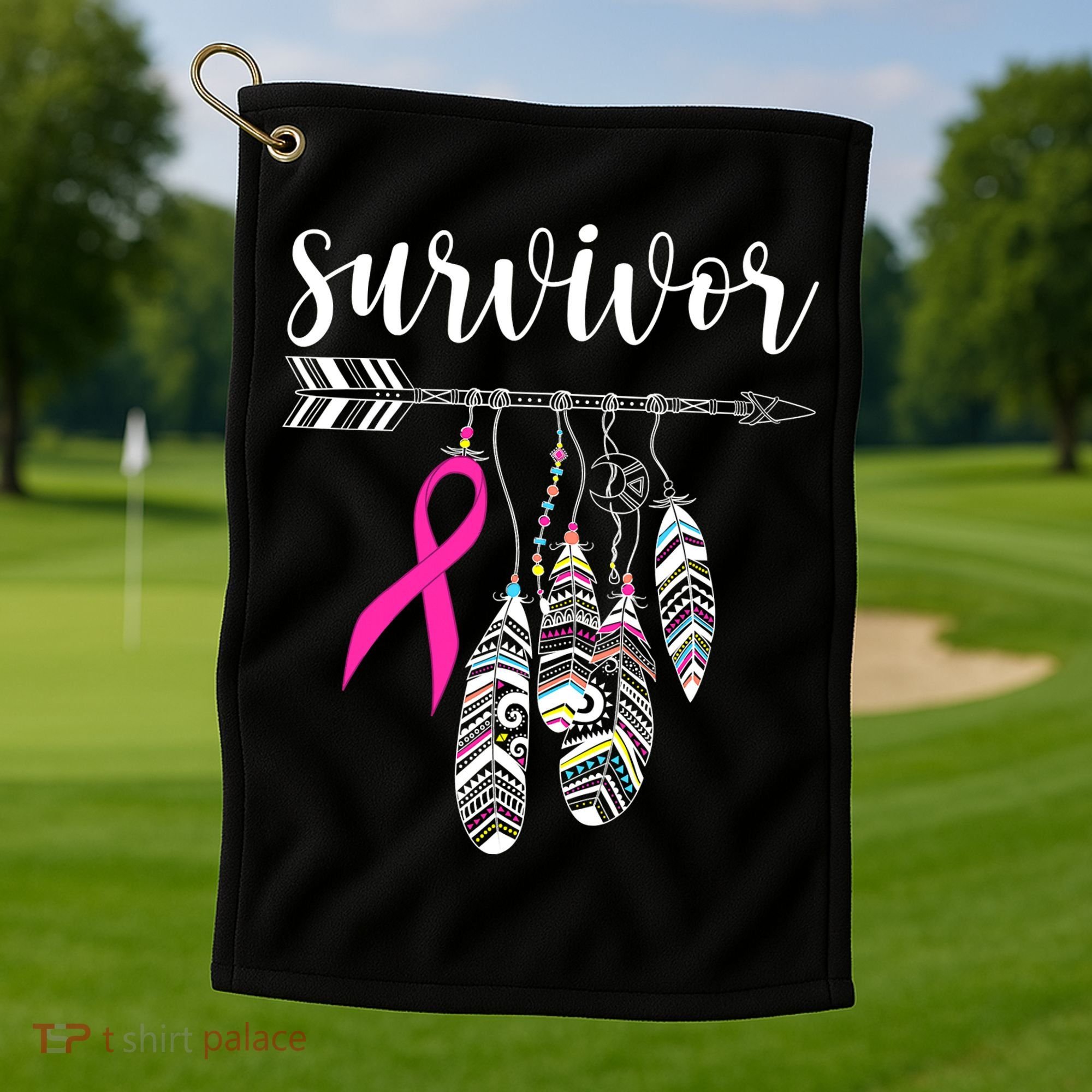 Breast Cancer Survivor Warrior Pink Breast Cancer Ribbon Golf Towel