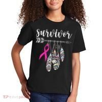 Breast Cancer Survivor Warrior Pink Breast Cancer Ribbon Kids T-Shirt thumb 2