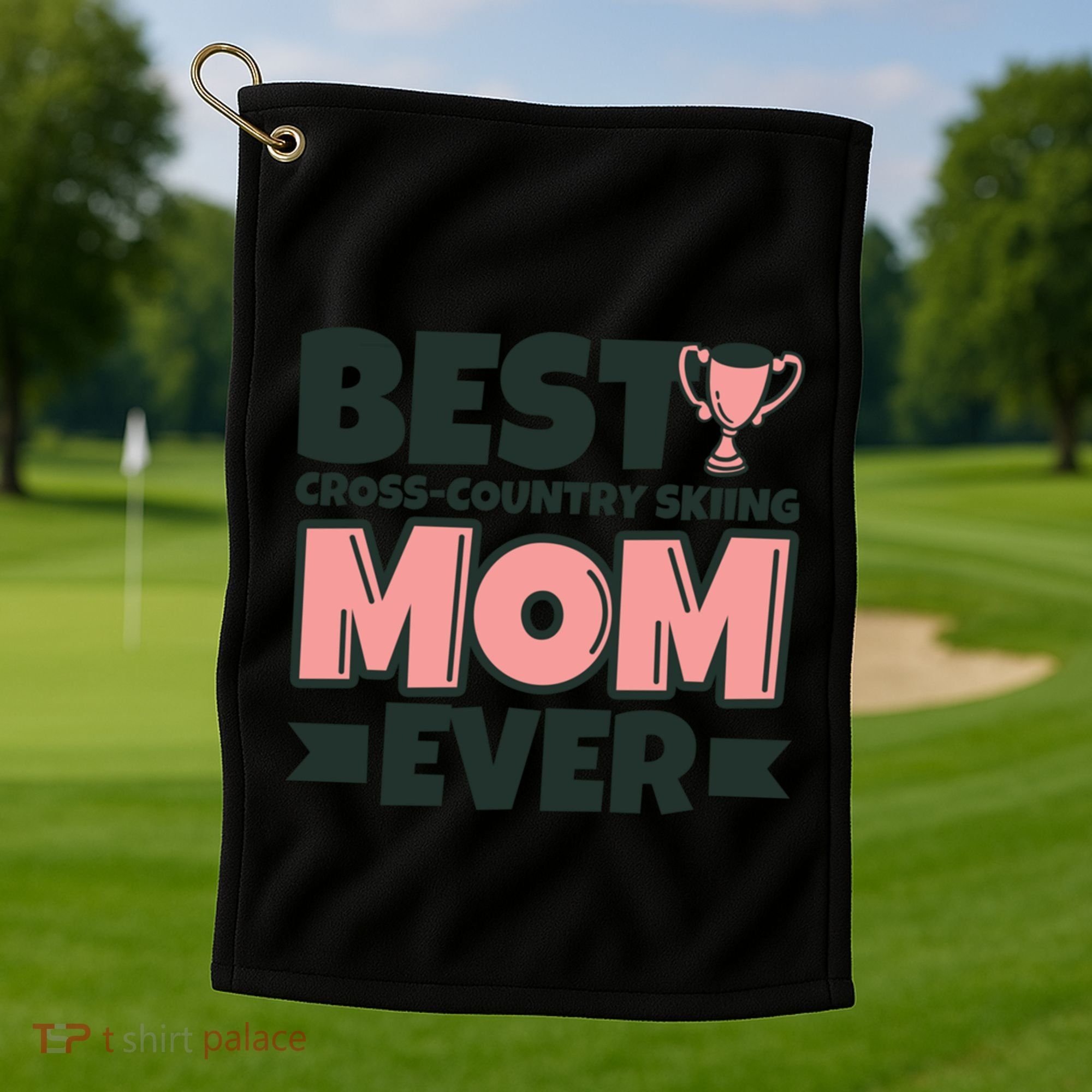 Best Crosscountry Skiing Mom Ever Mother Funny Cute Gift Golf Towel