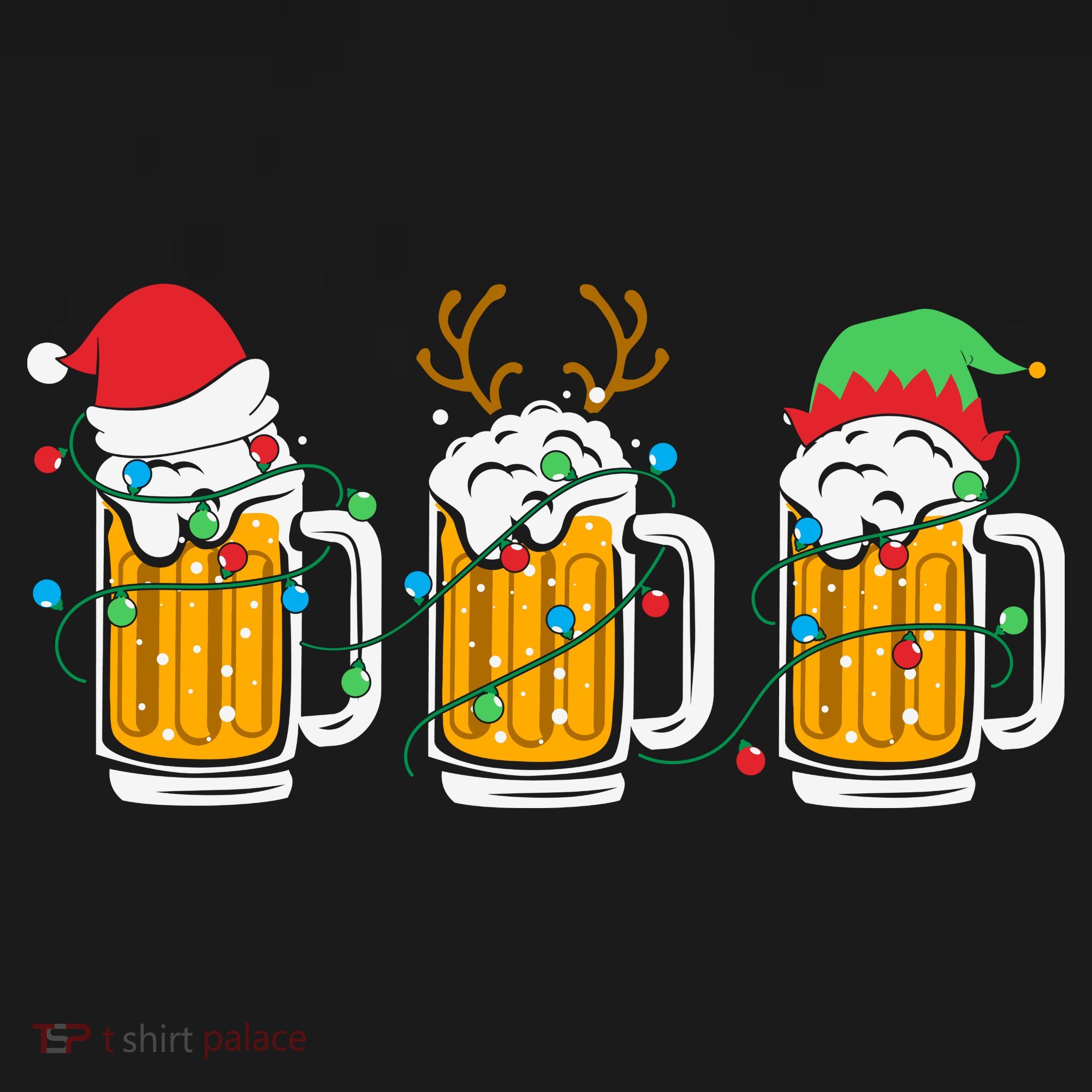 Beer Christmas Santa Reinbeer Xmas Light Xmas Holiday T-Shirt