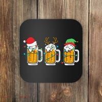 Beer Christmas Santa Reinbeer Xmas Light Xmas Holiday Coaster thumb 0