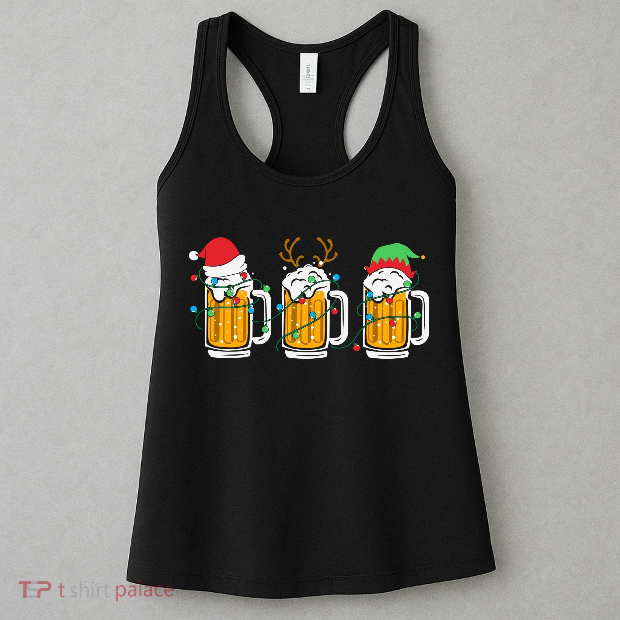 Beer Christmas Santa Reinbeer Xmas Light Xmas Holiday Women's Tank Top