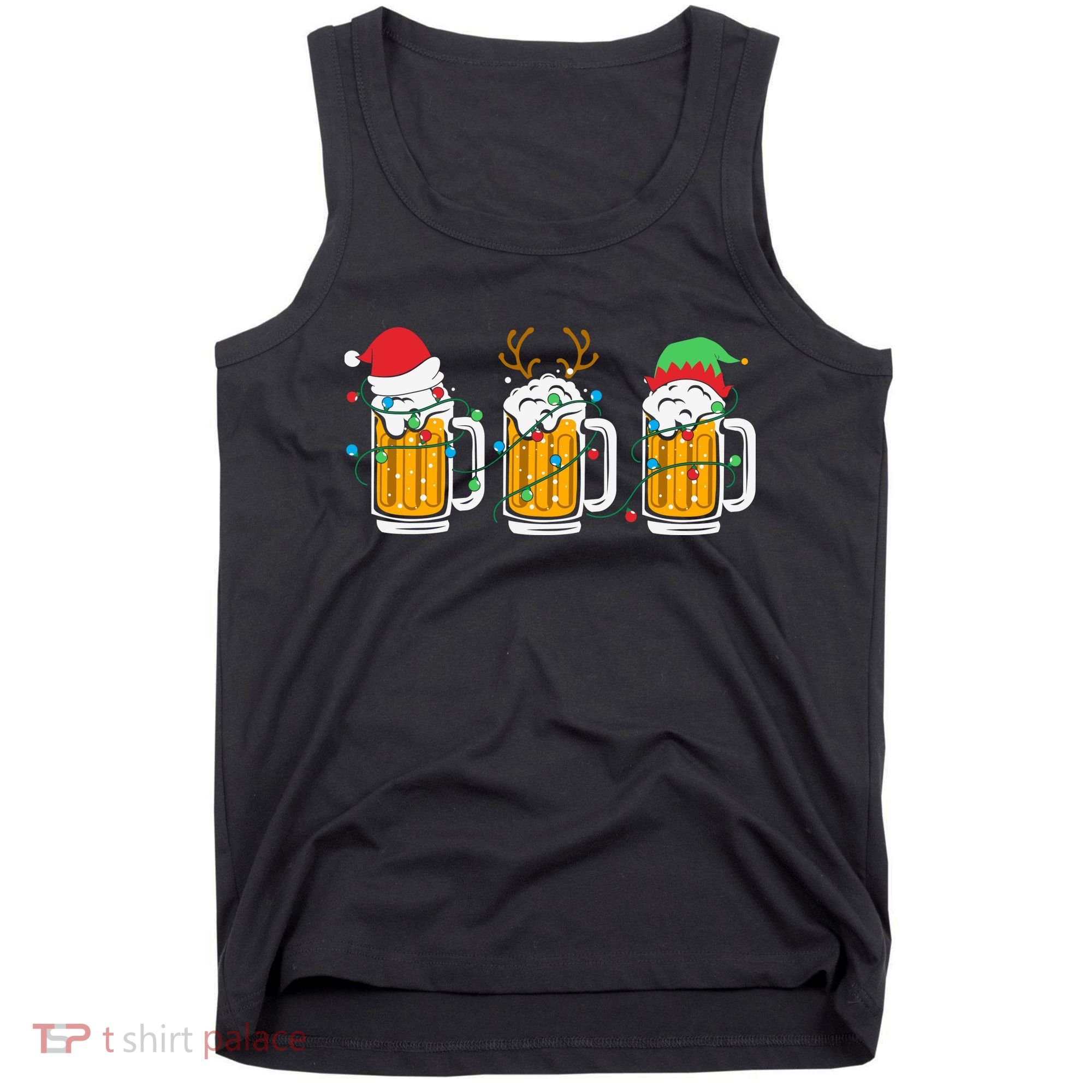 Beer Christmas Santa Reinbeer Xmas Light Xmas Holiday Tank Top
