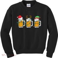Beer Christmas Santa Reinbeer Xmas Light Xmas Holiday Kids Sweatshirt thumb 0