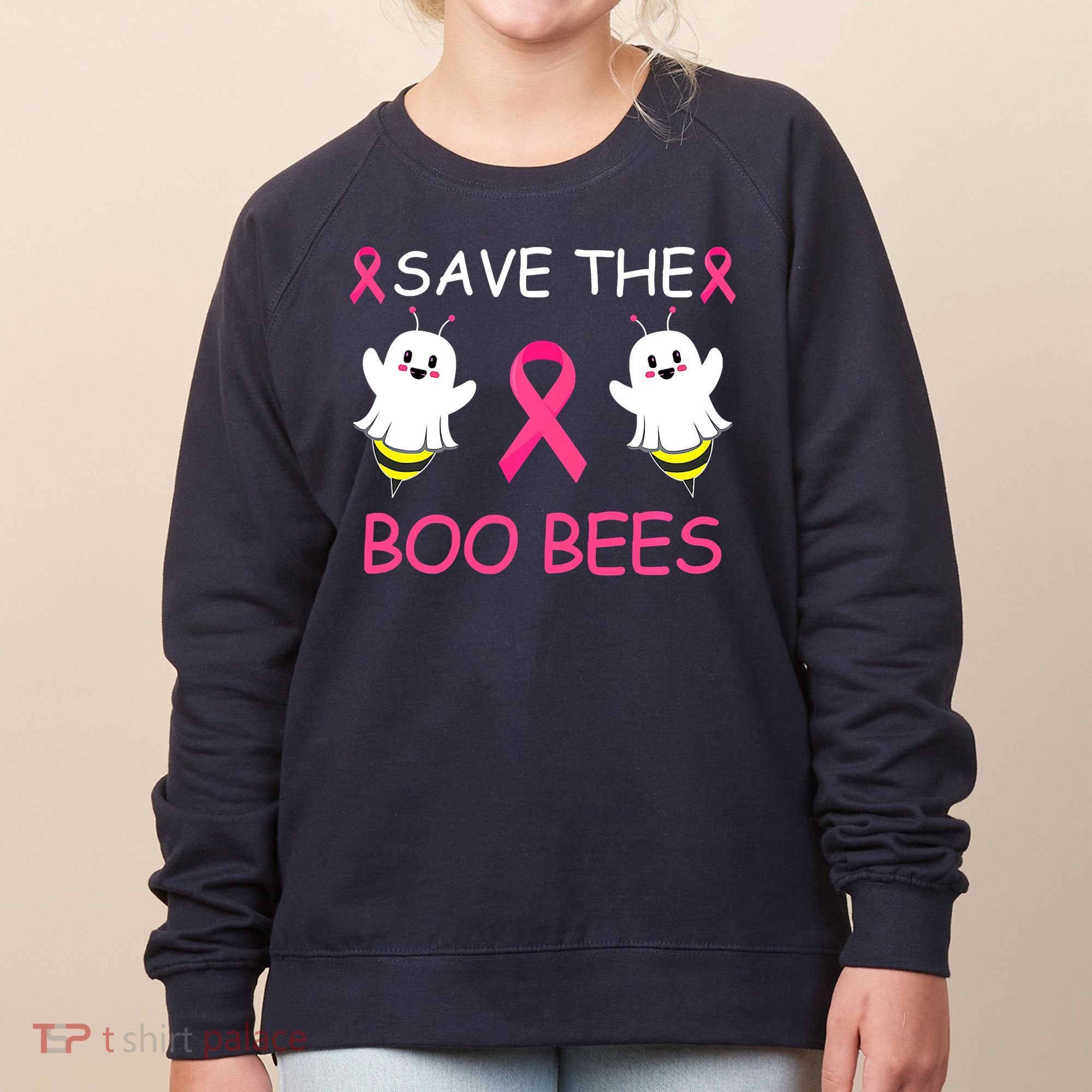 Breast Cancer Save The Boo Bees Halloween Women's Sweatshirt
