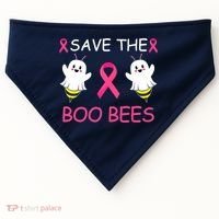 Breast Cancer Save The Boo Bees Halloween USA-Made Doggie Bandana thumb 0