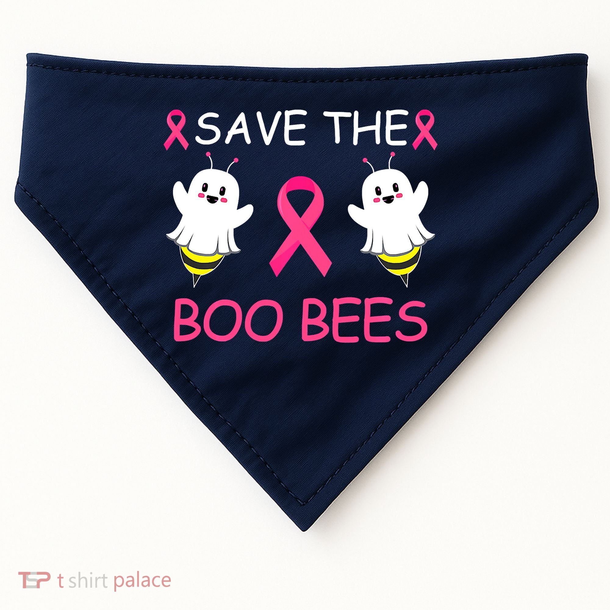 Breast Cancer Save The Boo Bees Halloween USA-Made Doggie Bandana