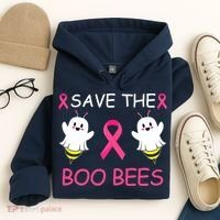 Breast Cancer Save The Boo Bees Halloween Hoodie thumb 4
