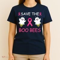 Breast Cancer Save The Boo Bees Halloween T-Shirt thumb 4