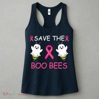 Breast Cancer Save The Boo Bees Halloween Women's Tank Top thumb 3