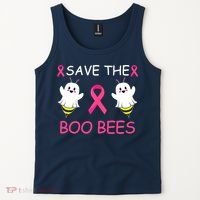 Breast Cancer Save The Boo Bees Halloween Tank Top thumb 2