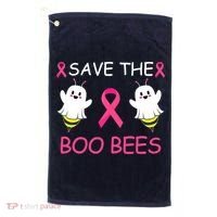 Breast Cancer Save The Boo Bees Halloween Golf Towel thumb 0