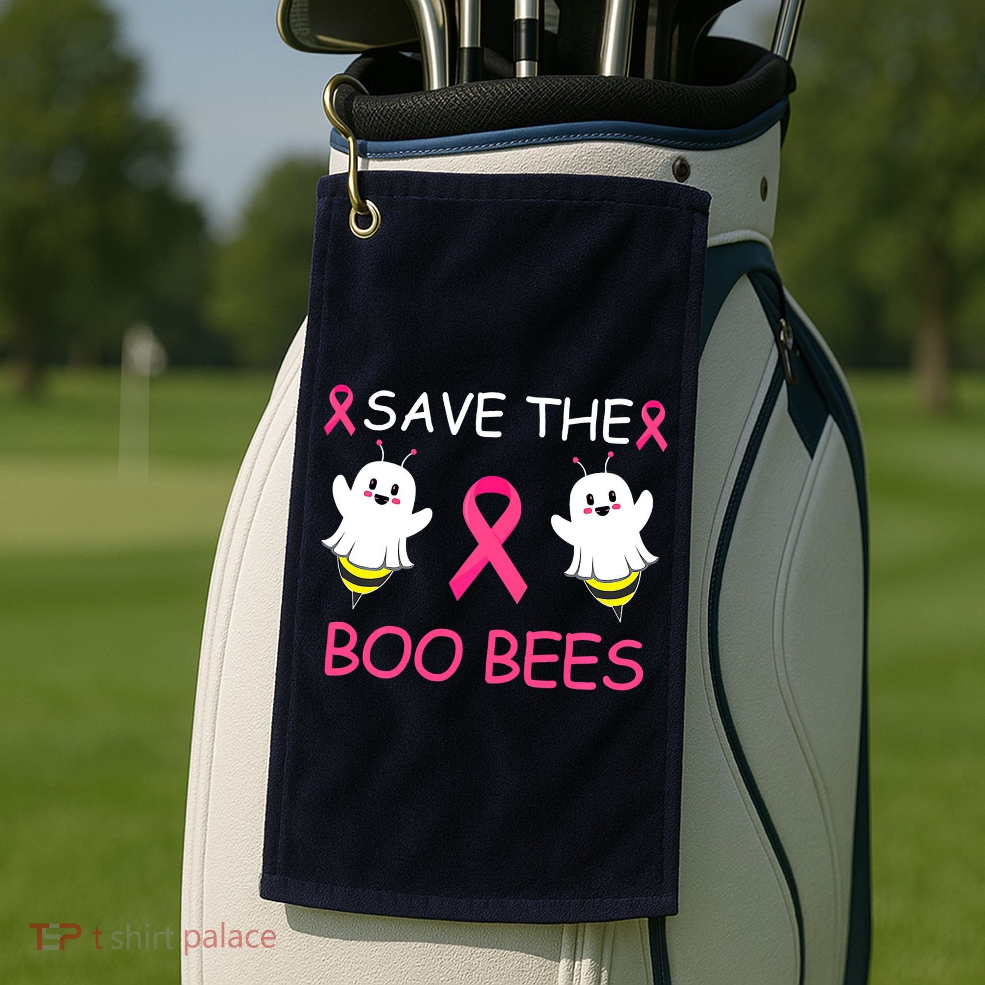 Breast Cancer Save The Boo Bees Halloween Golf Towel
