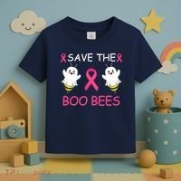 Breast Cancer Save The Boo Bees Halloween Toddler T-Shirt thumb 3