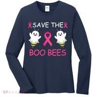 Breast Cancer Save The Boo Bees Halloween Women's Long Sleeve Shirt thumb 0
