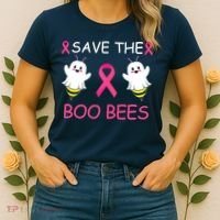 Breast Cancer Save The Boo Bees Halloween Women's T-Shirt thumb 2