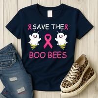 Breast Cancer Save The Boo Bees Halloween Women's T-Shirt thumb 3