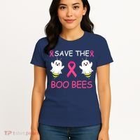 Breast Cancer Save The Boo Bees Halloween Women's T-Shirt thumb 4