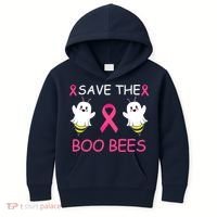 Breast Cancer Save The Boo Bees Halloween Kids Hoodie thumb 0