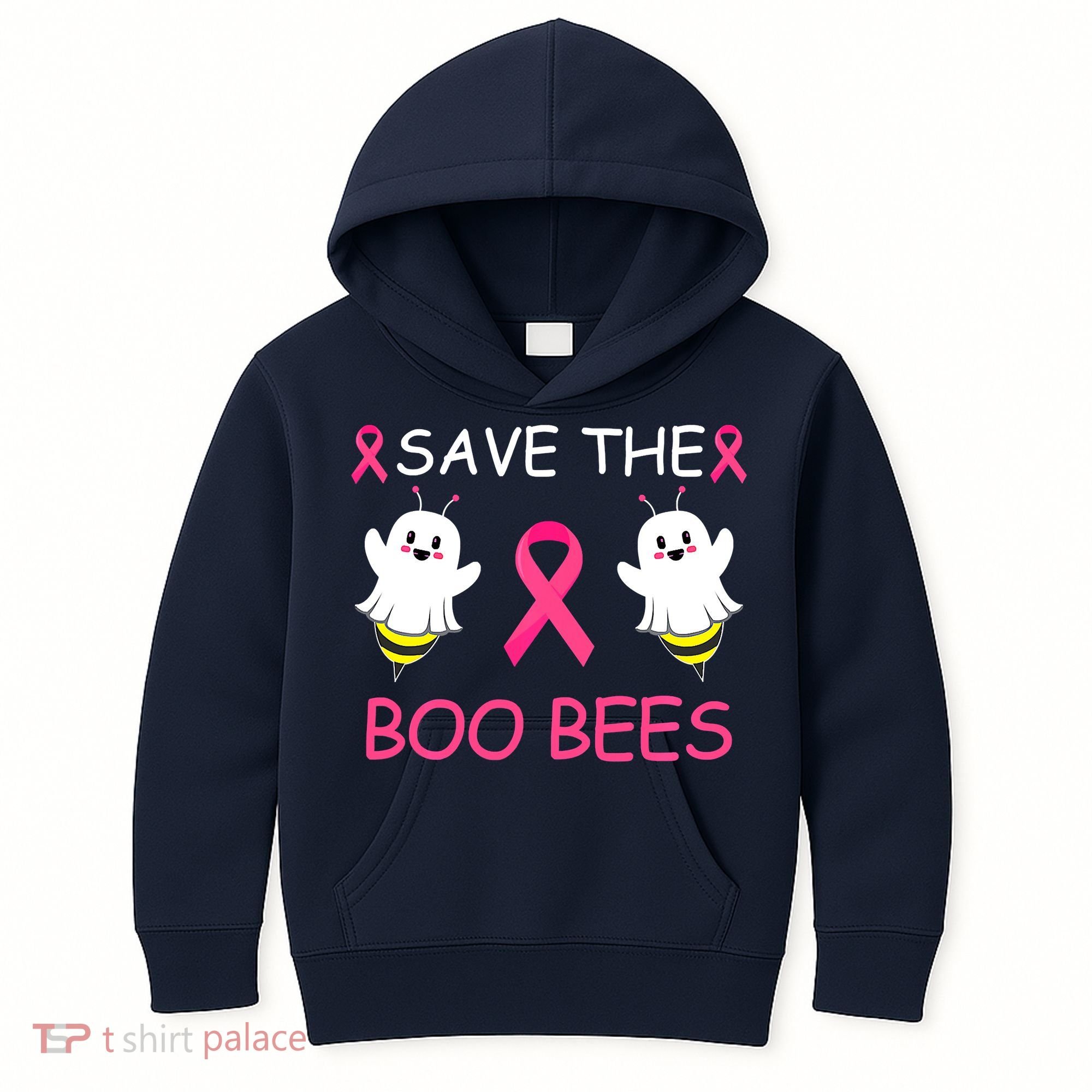 Breast Cancer Save The Boo Bees Halloween Kids Hoodie