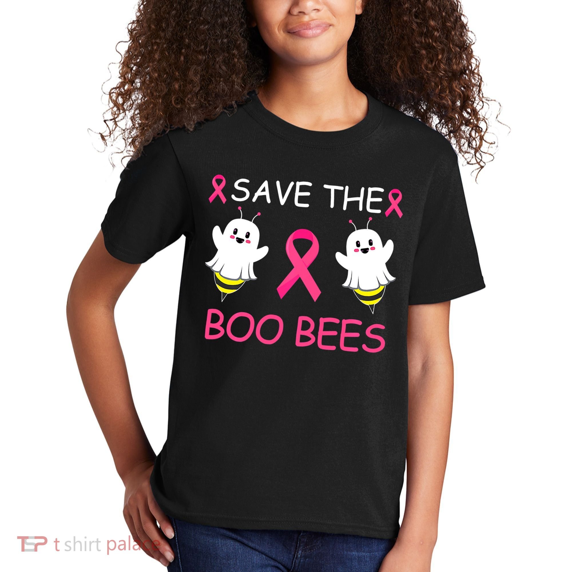 Breast Cancer Save The Boo Bees Halloween Kids T-Shirt