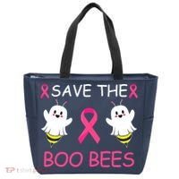 Breast Cancer Save The Boo Bees Halloween Tote Bag thumb 0