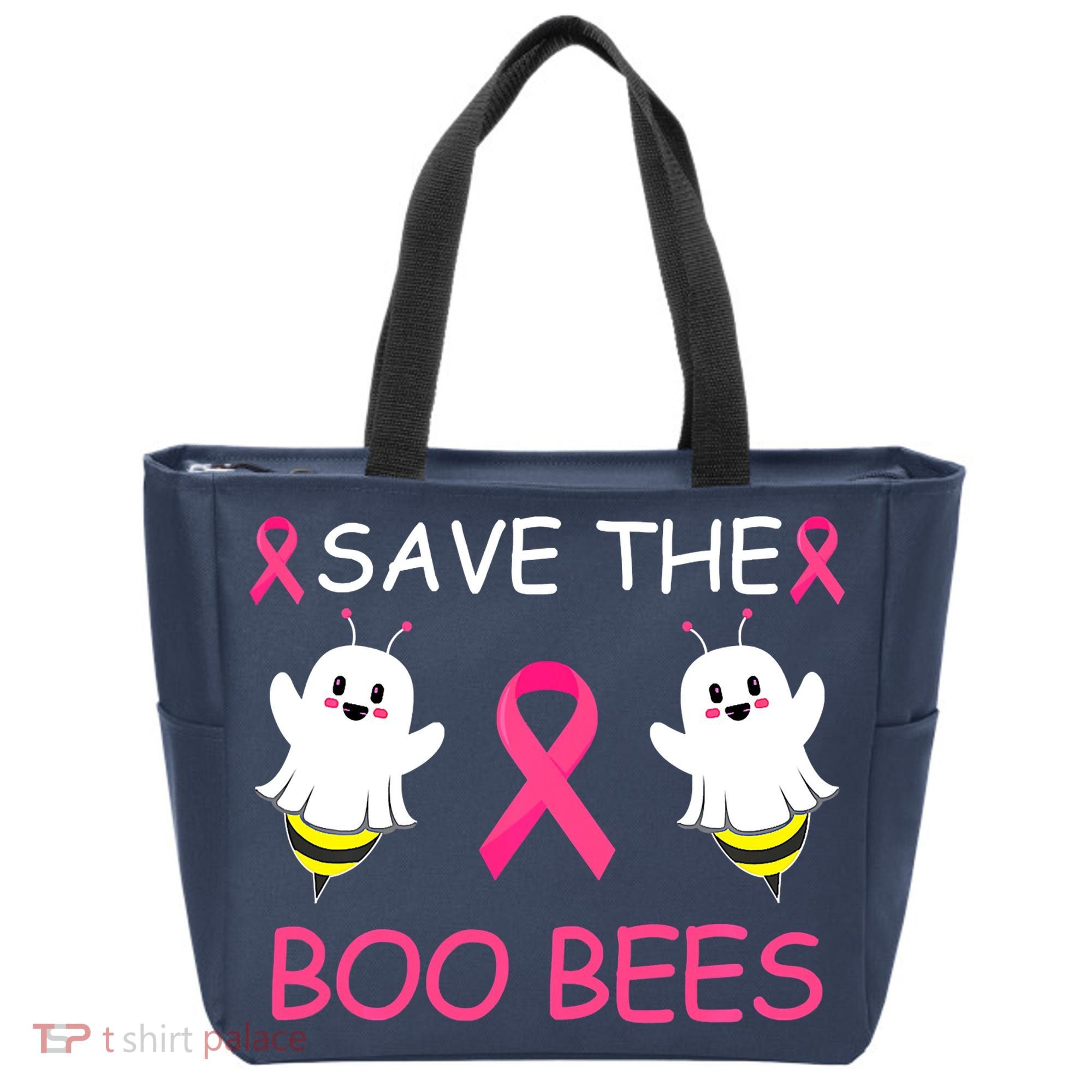 Breast Cancer Save The Boo Bees Halloween Tote Bag