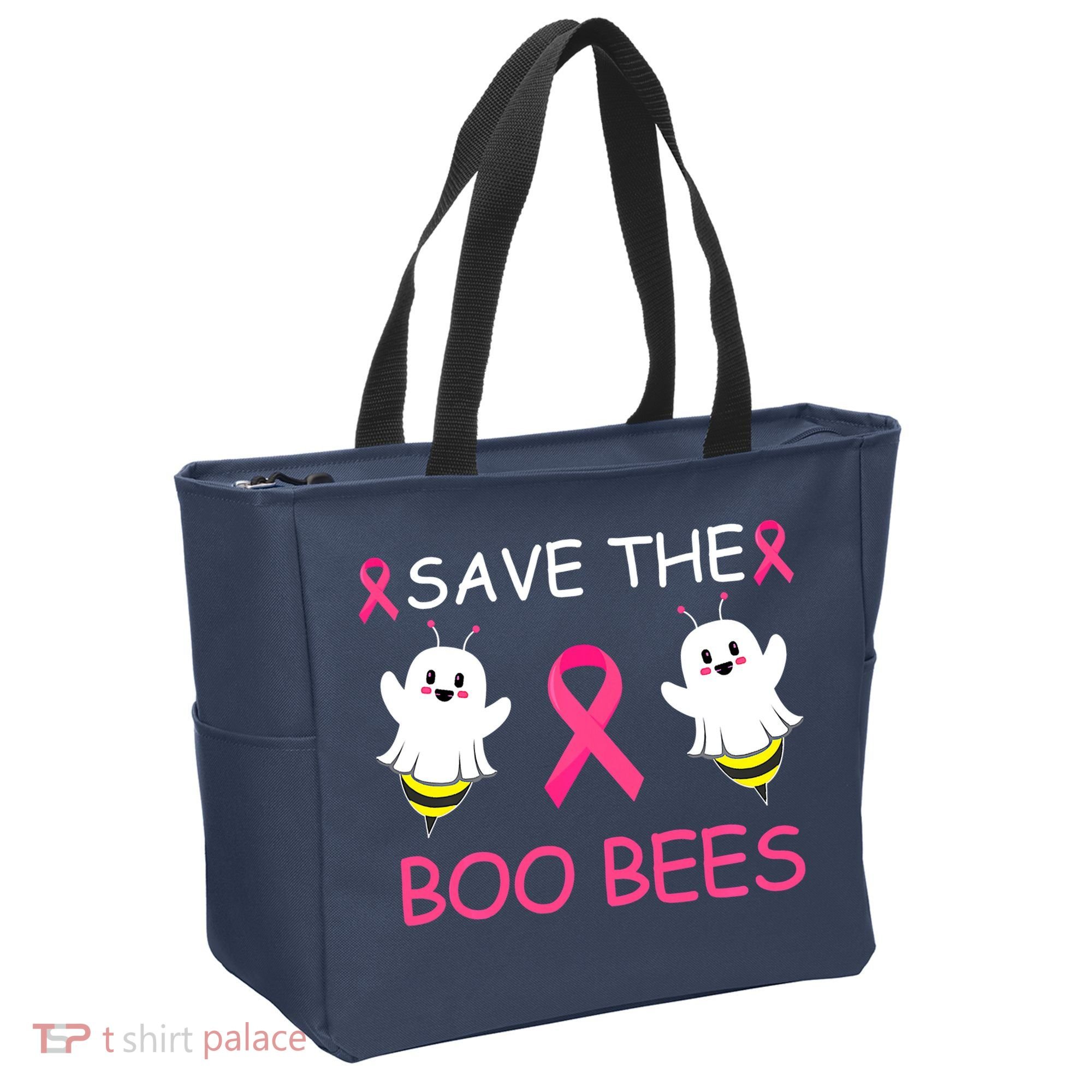 Breast Cancer Save The Boo Bees Halloween Tote Bag