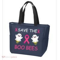 Breast Cancer Save The Boo Bees Halloween Tote Bag thumb 3