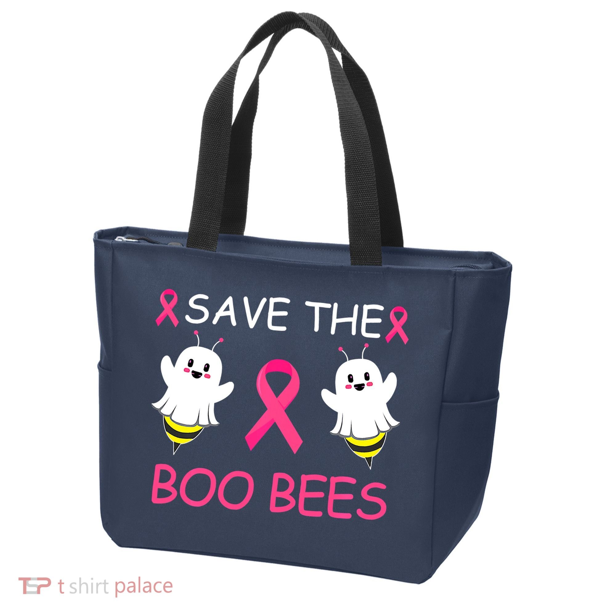Breast Cancer Save The Boo Bees Halloween Tote Bag