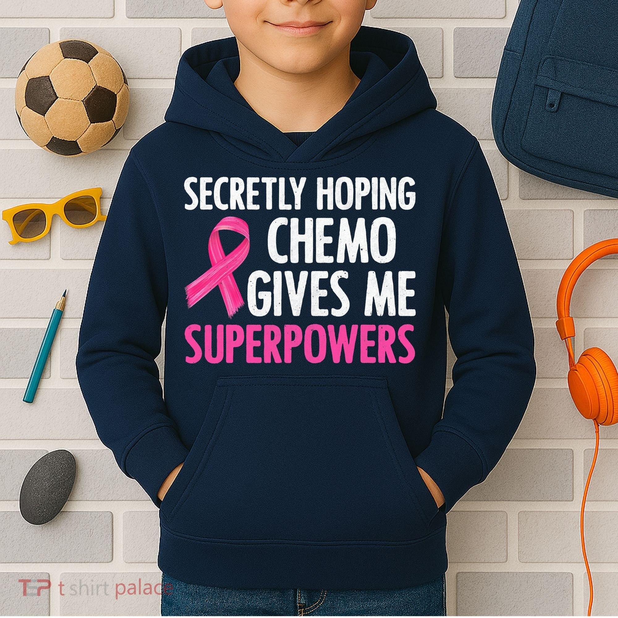 Breast Cancer Secretly Hoping Chemo Gives Me Superpowers Kids Hoodie