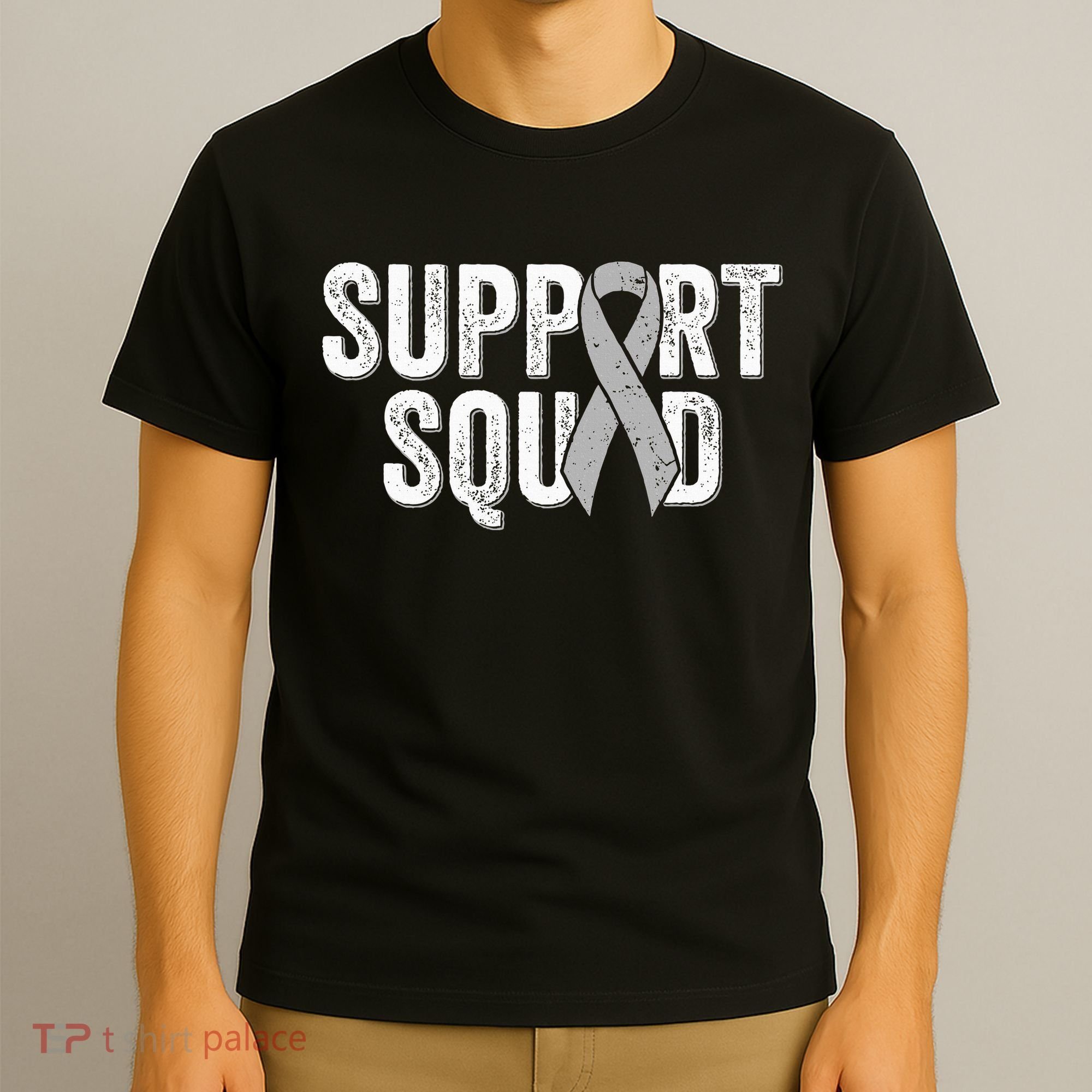 Brain Cancer Support Squad Friend Family Support Ribbon T-Shirt