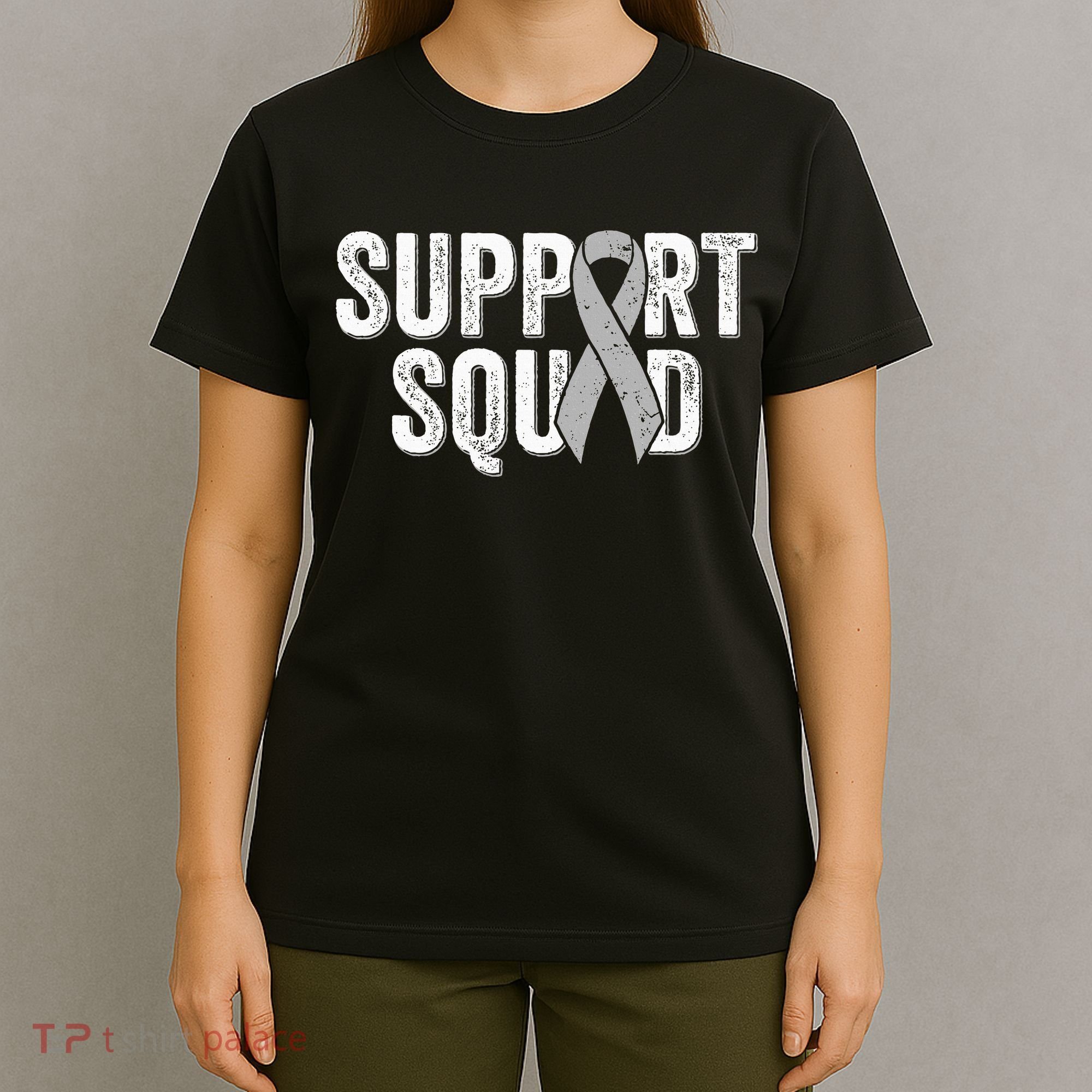 Brain Cancer Support Squad Friend Family Support Ribbon T-Shirt